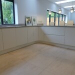 face on view of kitchen cabinets