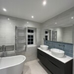 bathroom with white tiles