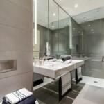 double sink with walk in shower