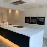 large kitchen with extractor fan on celling