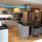 large kitchen with breakfast bar
