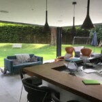 large windows in dinning room and kitchen extension