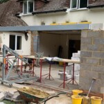 walls of extension being built
